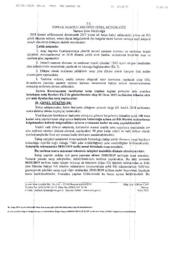 Hububat Satışı