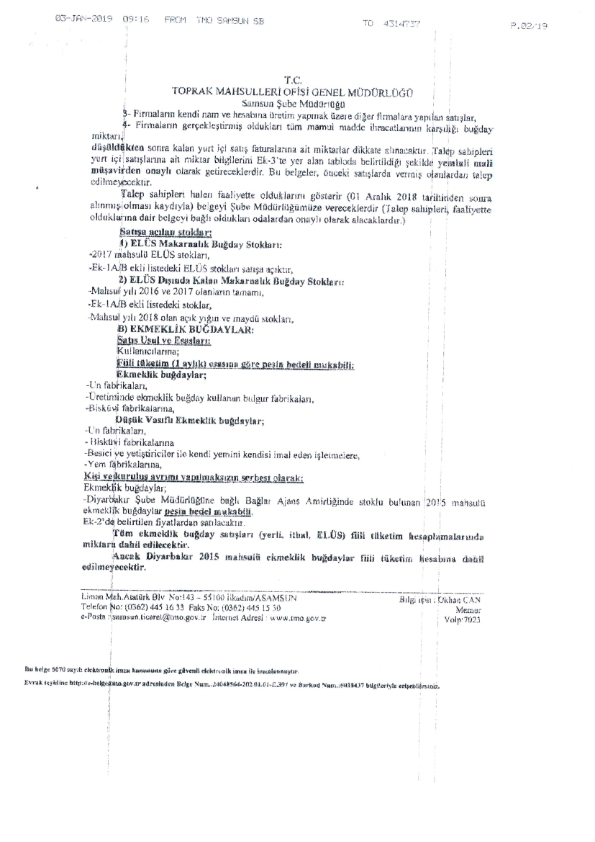 Hububat Satışı