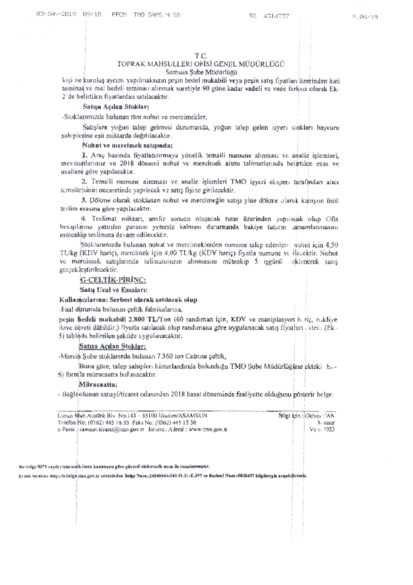 Hububat Satışı