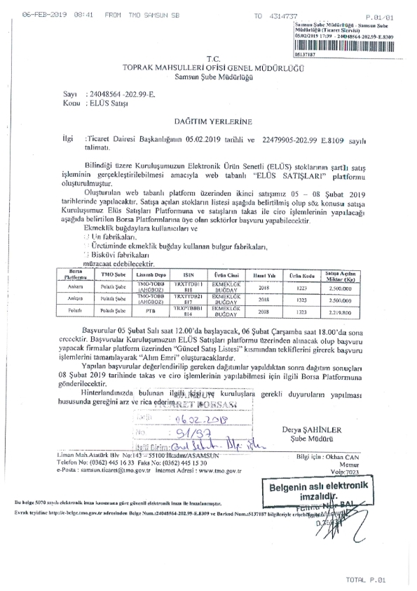 Elüs ( Elektronik Ürün Senetli ) Satışı