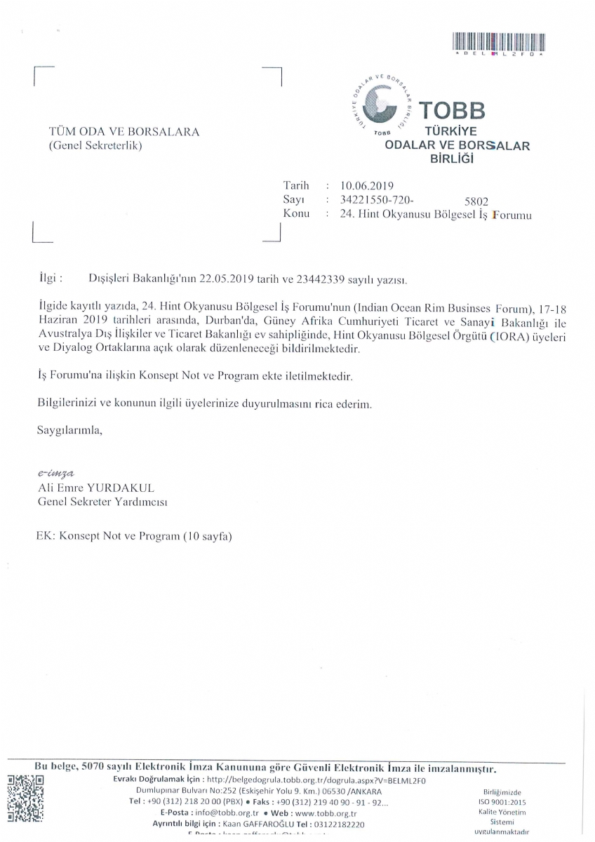 24. Hint Okyanusu Bölgesel İş Forumu