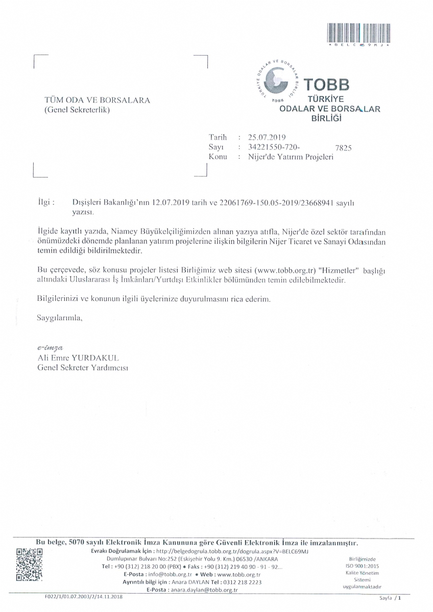 Nijer'de Yatırım Projeleri