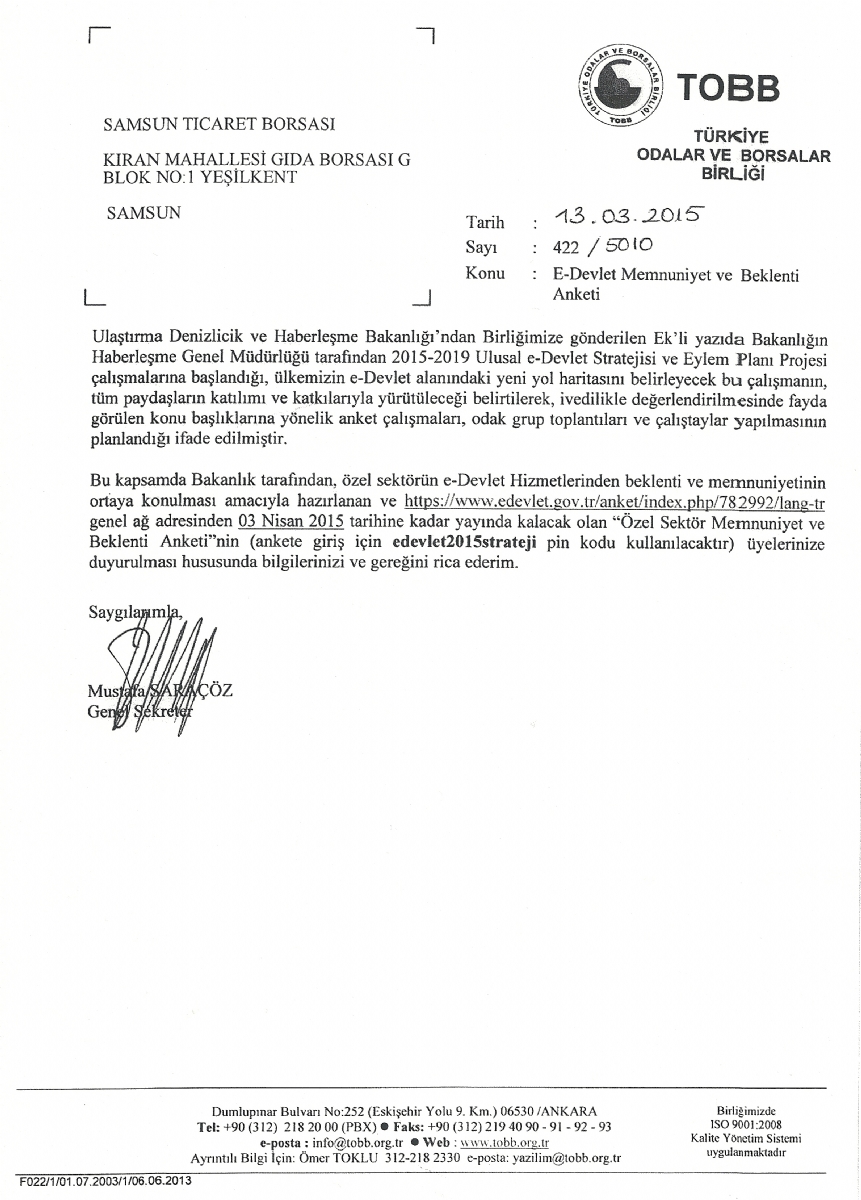 E-devlet Memnuniyet ve Beklenti Anketi