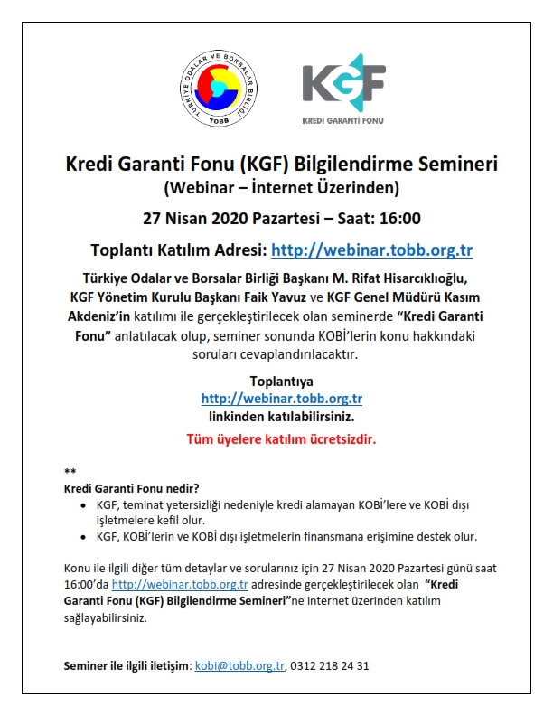 Kredi Garanti Fonu ( KGF ) Bilgilendirme Semineri