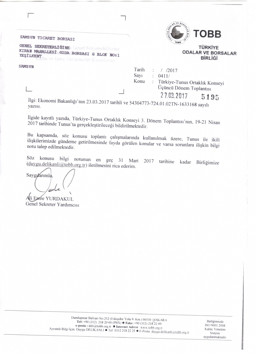 Türkiye-Tunus Ortaklık Konseyi Üçüncü Dönem Toplantısı