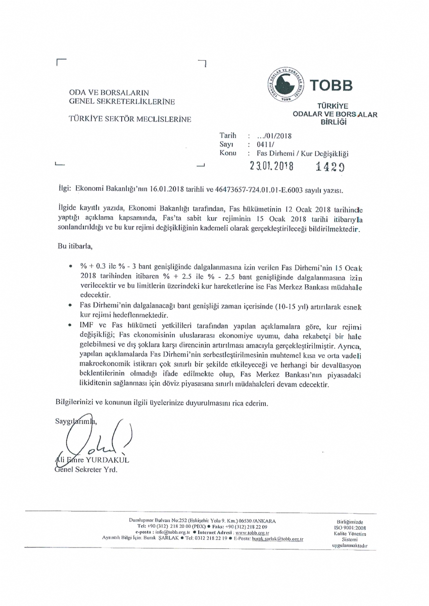 Fas Dirhemi / Kur Değişikliği