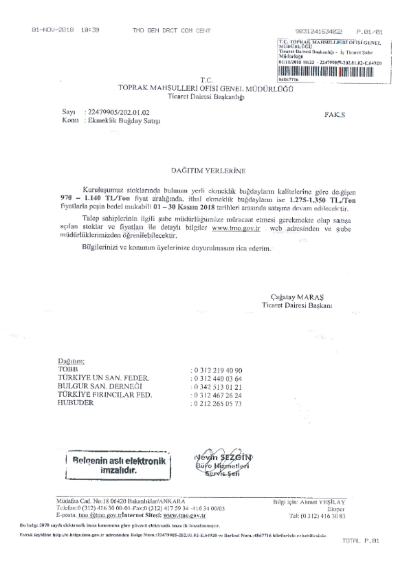 Ekmeklik Buğday Satışı