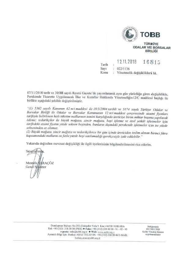 Yönetmelik Değişiklikleri Hk.