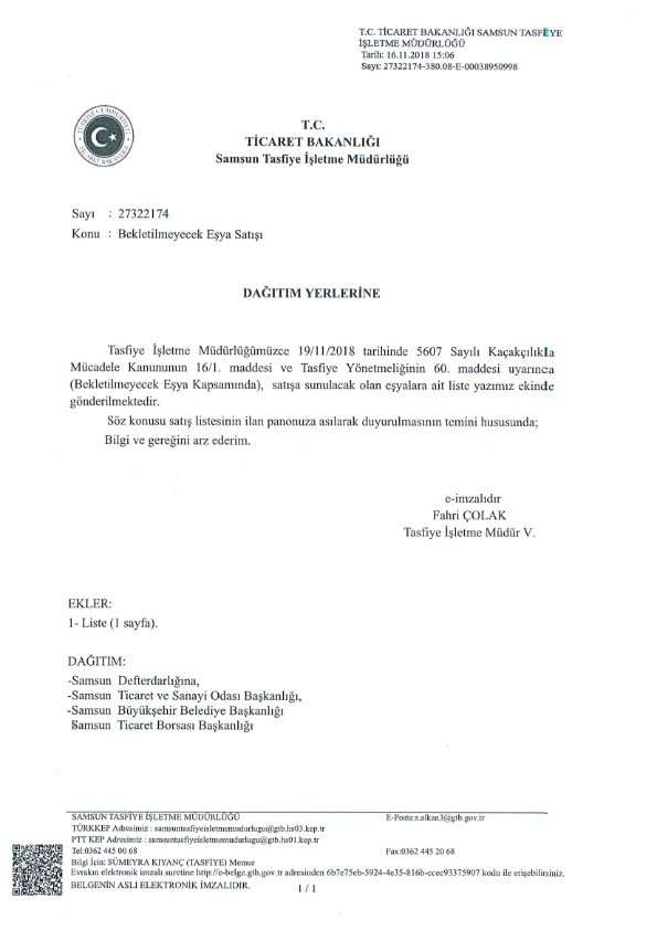 Bekletilmeyecek Eşya Satışı