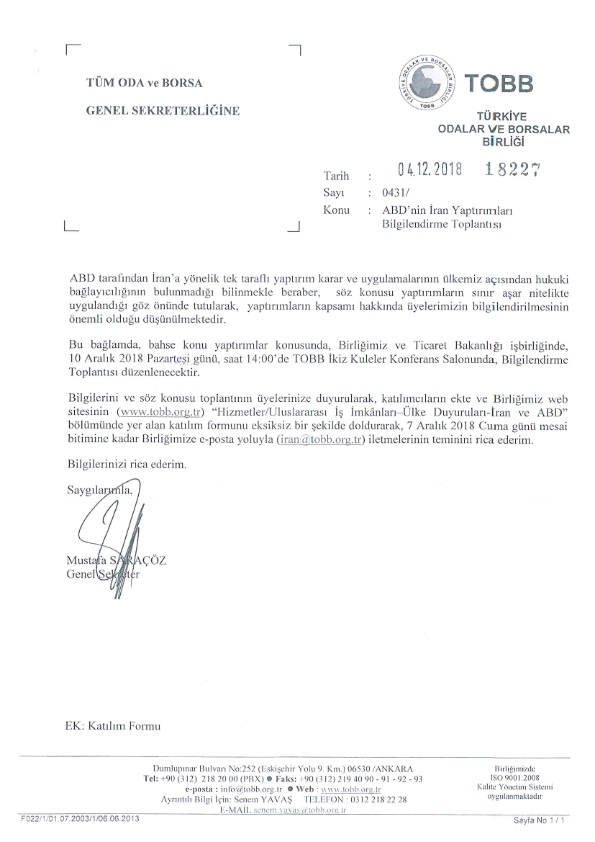 ABD'in İran Yaptırımları Bilgilendirme Toplantısı