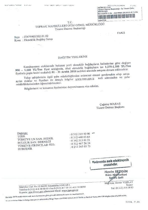 Ekmeklik Buğday Satışı