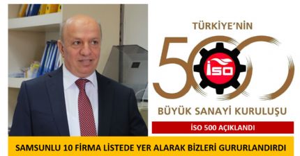 Samsunlu 10 Firma İkinci ISO 500 Listede Yer Alarak Bizleri Gururlandırdı...