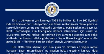 Haksız Eleştirileri Kınıyoruz...